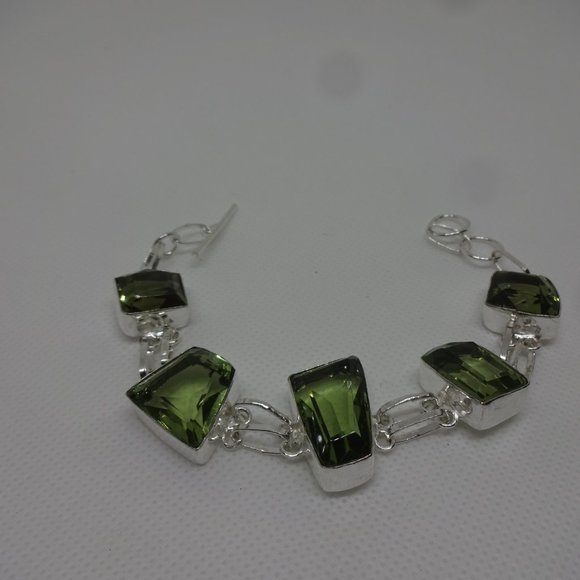 Stunning "OLIVE TOPAZ" Handmade Sterling Bracelet 7 inches #166 - Picture 3 of 3